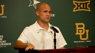 Coach Aranda, Jackson and Holmes Answer Questions after Green and Gold Game